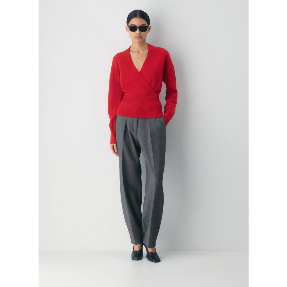 Aritzia Babaton Atticus Merino Wool Wrap Sweater Red Size M